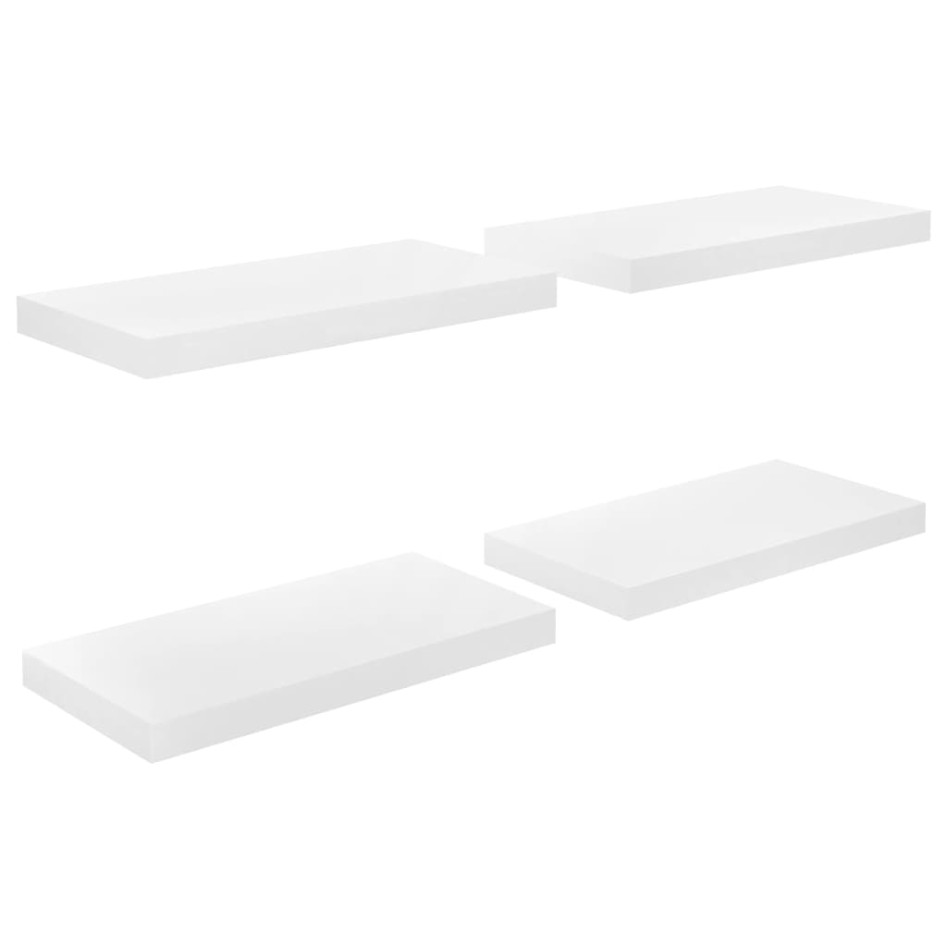 Estante flotante de pared 4 uds MDF blanco brillo 50x23x3,8