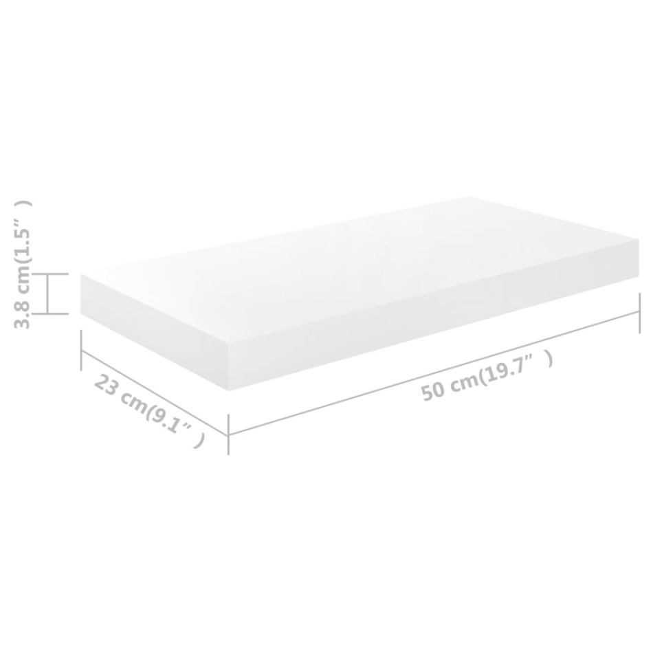 Estante flotante de pared 4 uds MDF blanco brillo 50x23x3,8