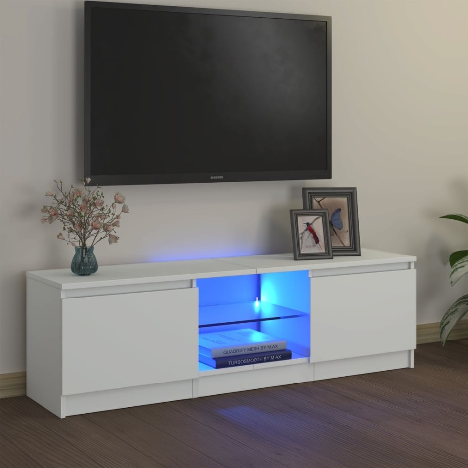 Mueble para TV con luces LED blanco 120x30x35,5