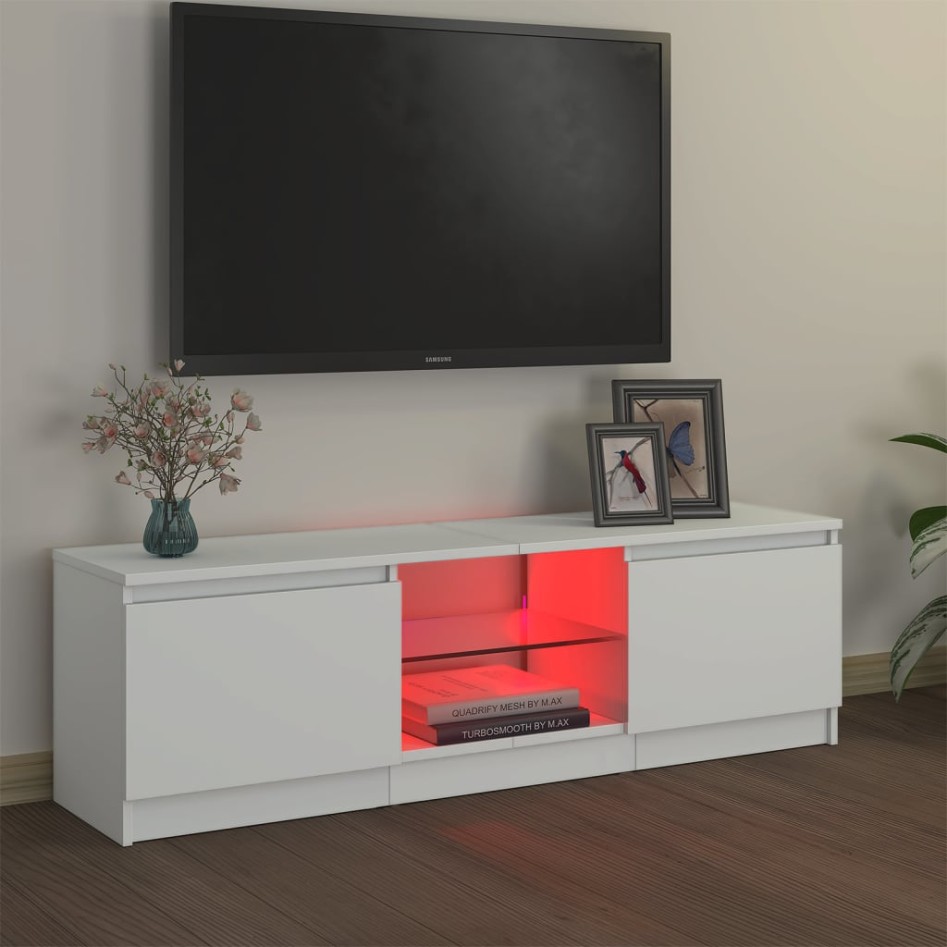 Mueble para TV con luces LED blanco 120x30x35,5