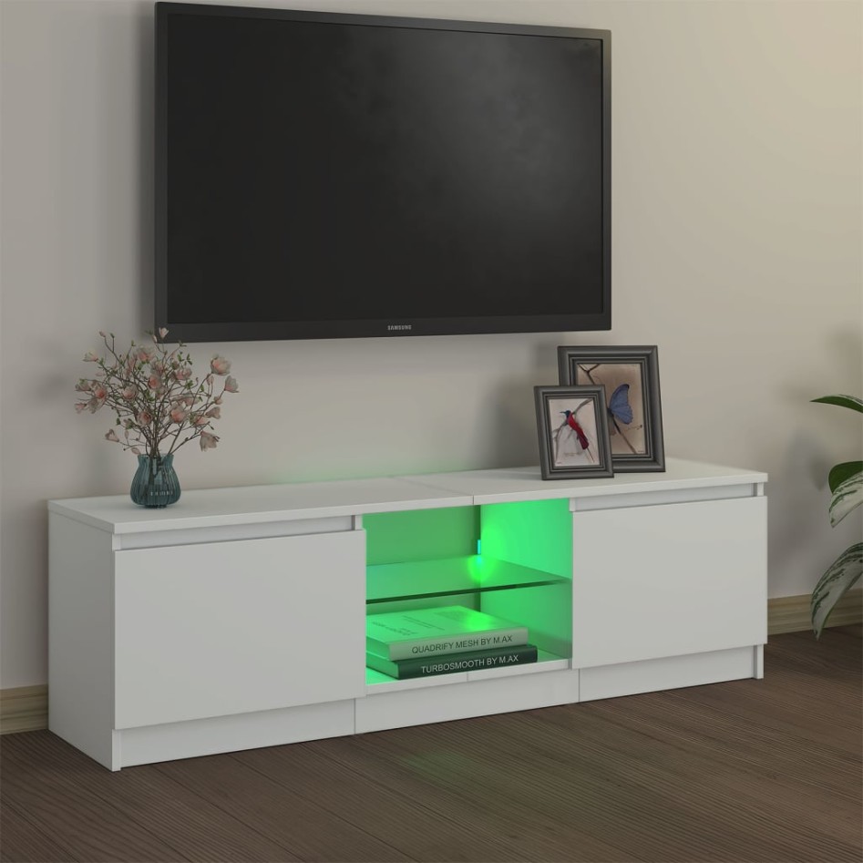 Mueble para TV con luces LED blanco 120x30x35,5
