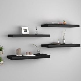 Estante flotante de pared 4 uds MDF negro 60x23,5x3,8