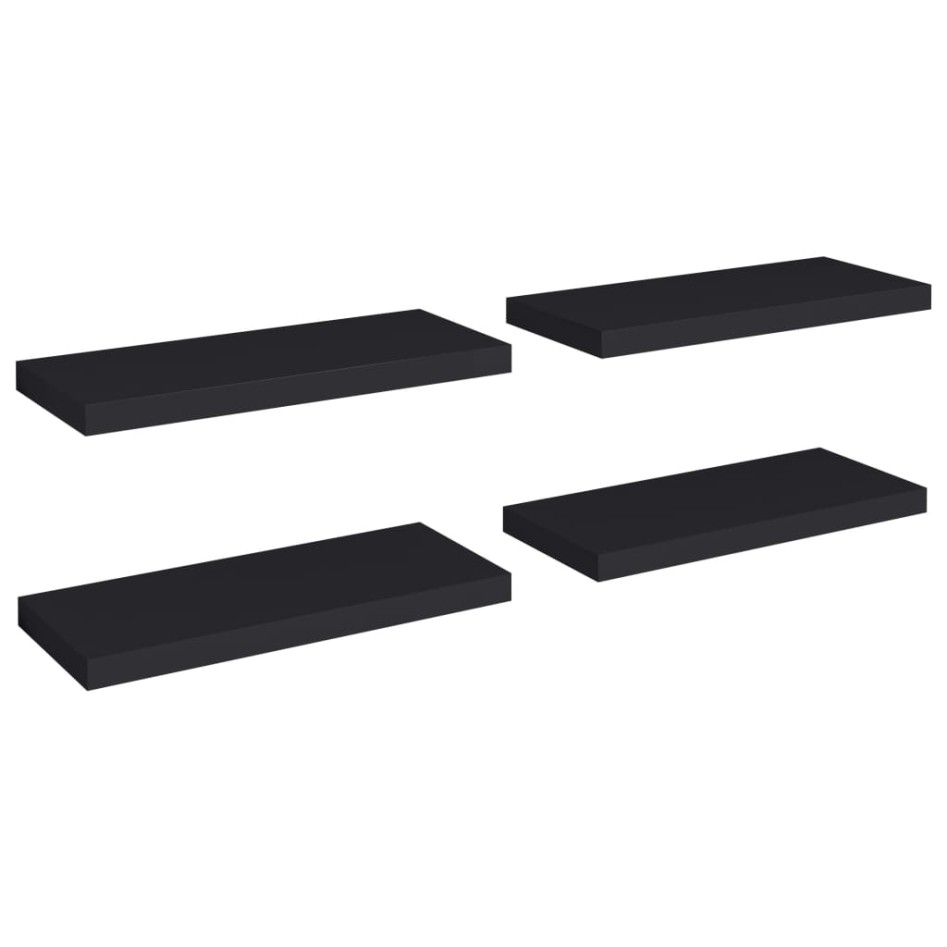Estante flotante de pared 4 uds MDF negro 60x23,5x3,8