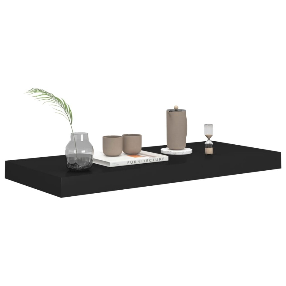 Estante flotante de pared 4 uds MDF negro 60x23,5x3,8
