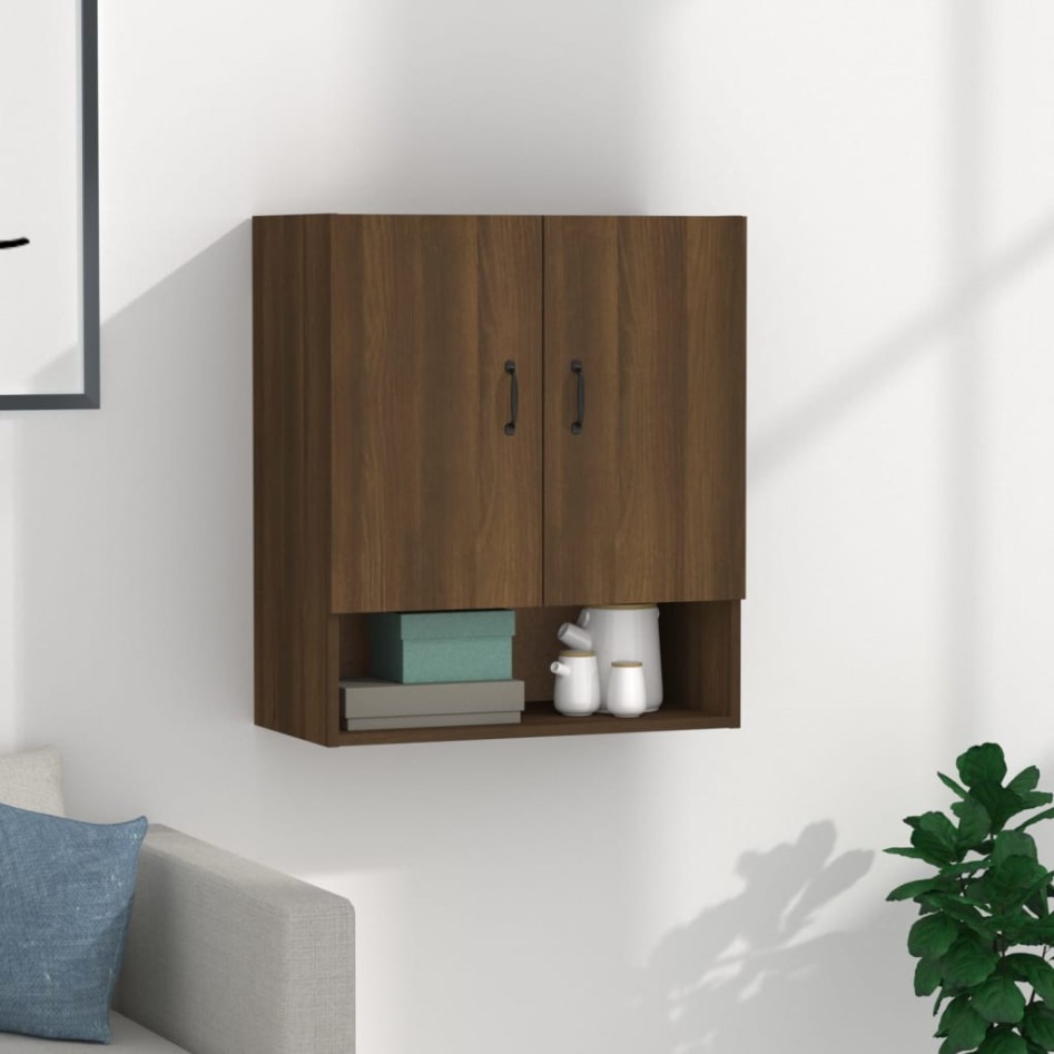 Armario de pared madera contrachapada marrón roble 60x31x70