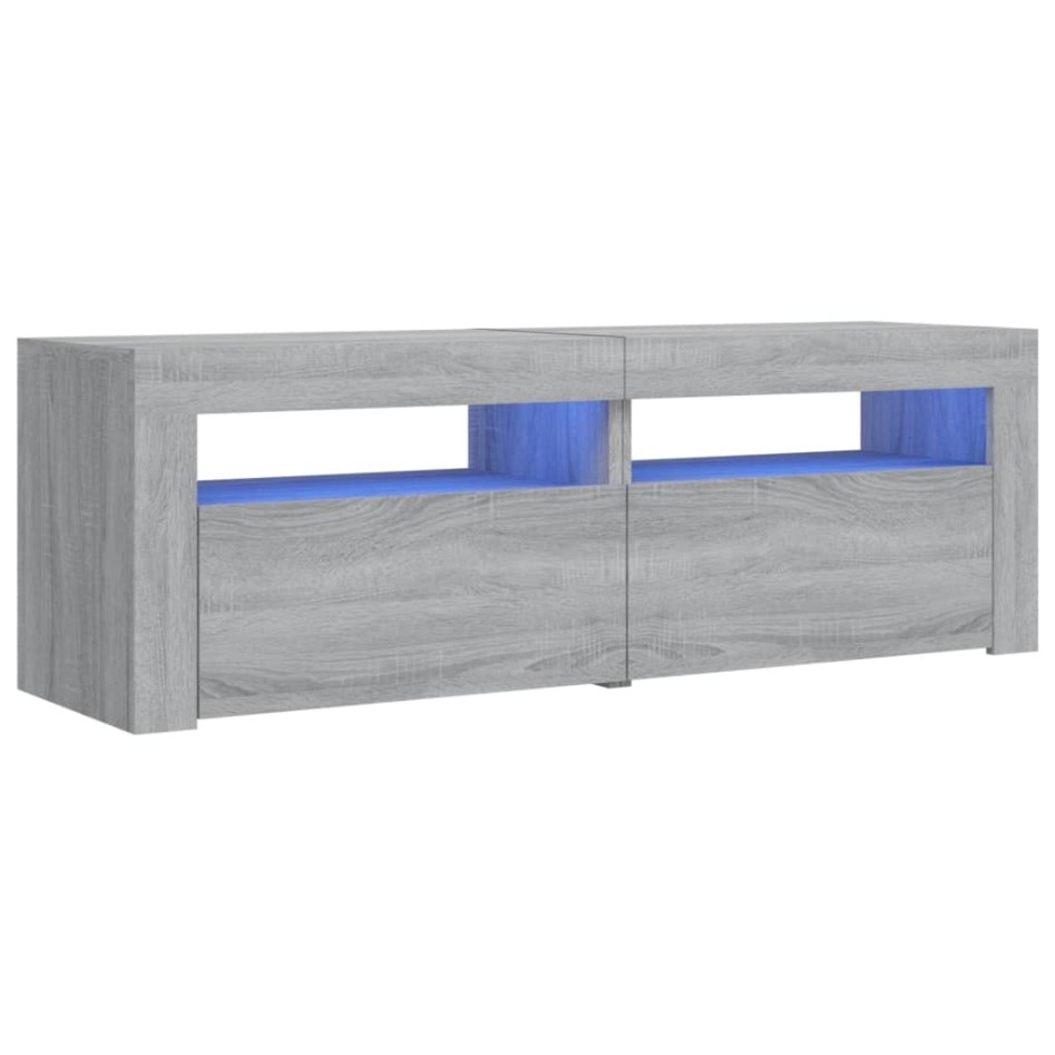 Mueble de TV con luces LED gris Sonoma 120x35x40
