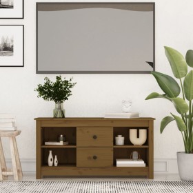Mueble de TV madera maciza de pino marrón miel 103x36,5x52