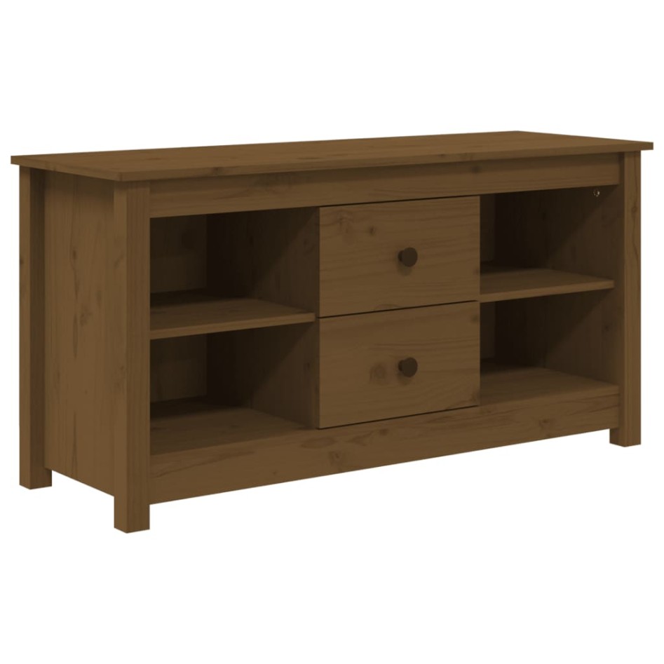 Mueble de TV madera maciza de pino marrón miel 103x36,5x52