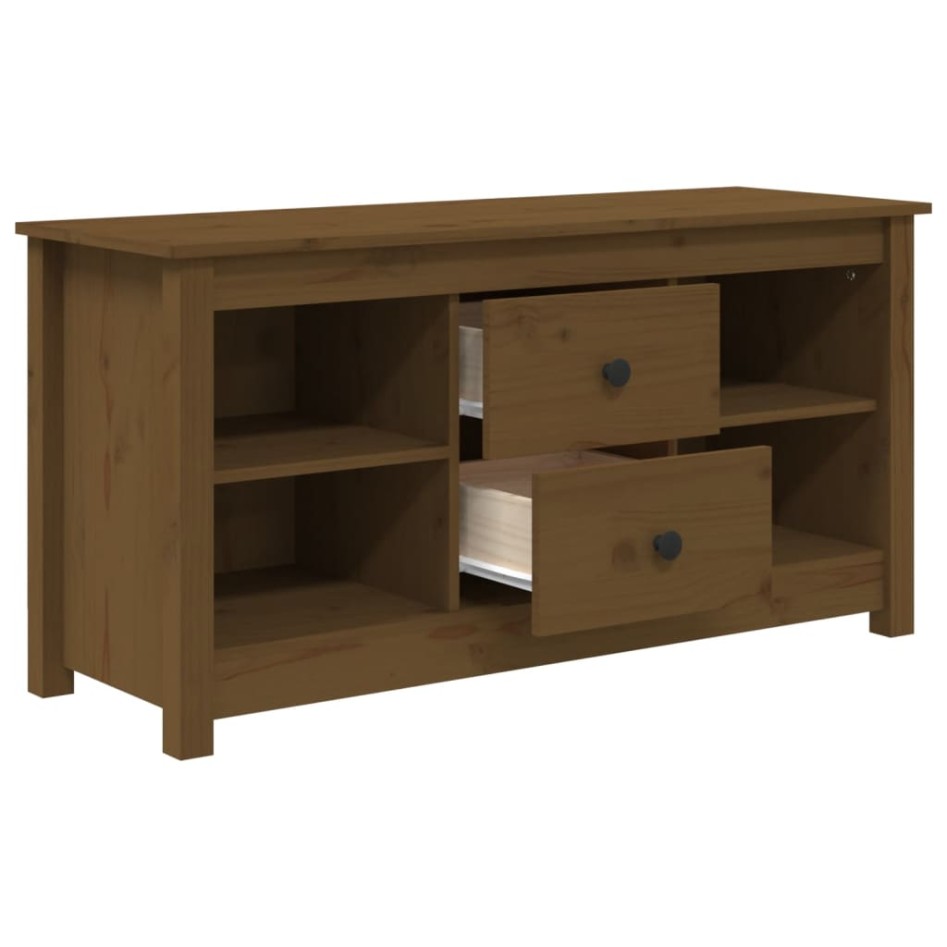 Mueble de TV madera maciza de pino marrón miel 103x36,5x52