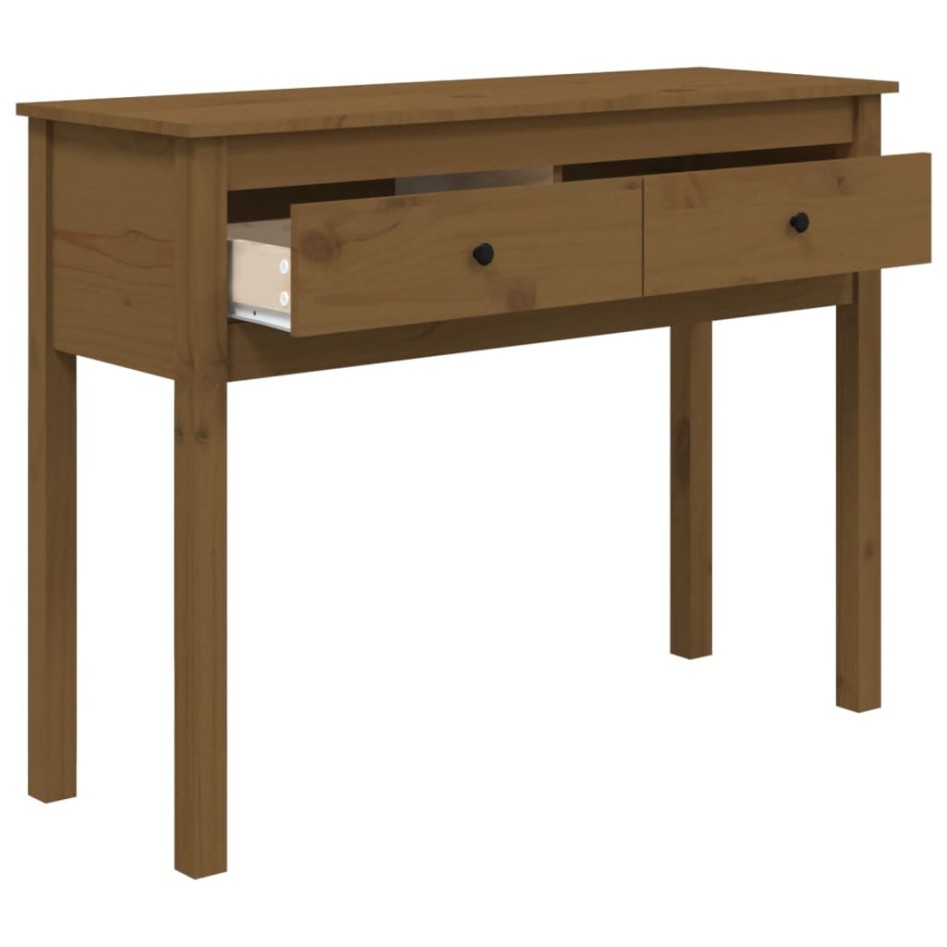 Mesa consola de madera maciza de pino marrón miel 100x35x75