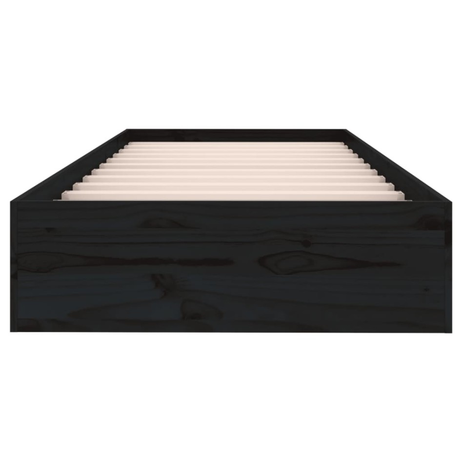 Estructura de cama sin colchón madera maciza negro 75x190