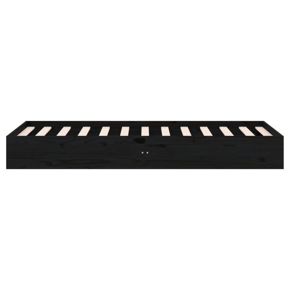 Estructura de cama sin colchón madera maciza negro 75x190