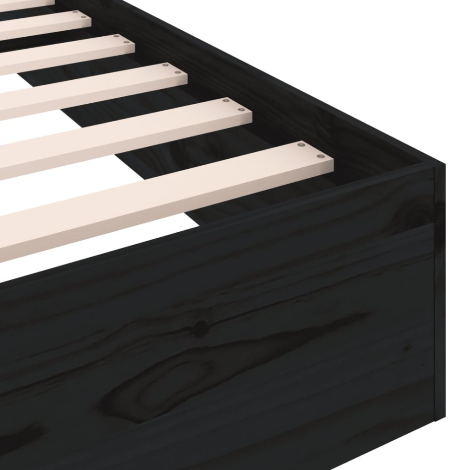 Estructura de cama sin colchón madera maciza negro 75x190
