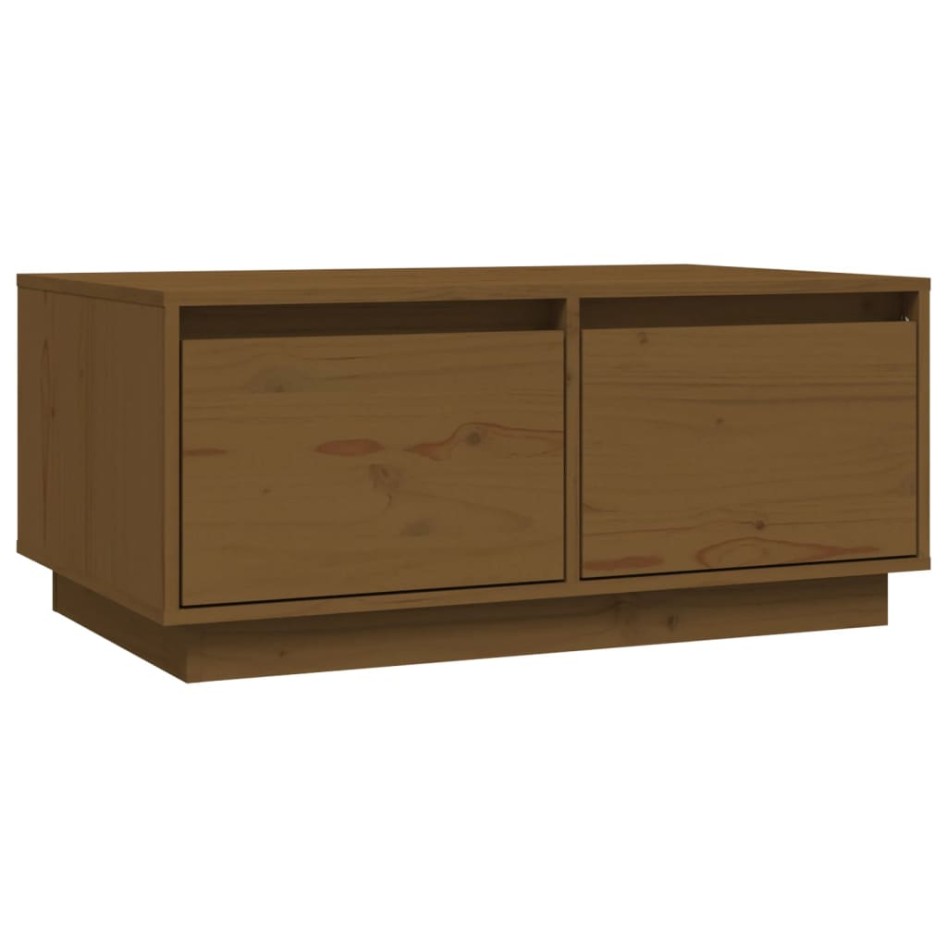 Mesa de centro madera maciza de pino marrón miel 80x50x35