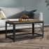 Mesita de centro MDF y hierro marrón oscuro y negro 90x45x45