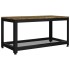 Mesita de centro MDF y hierro marrón oscuro y negro 90x45x45