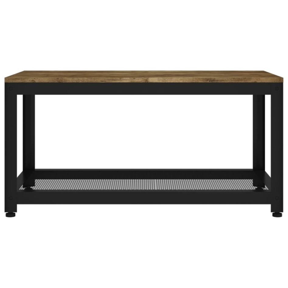 Mesita de centro MDF y hierro marrón oscuro y negro 90x45x45