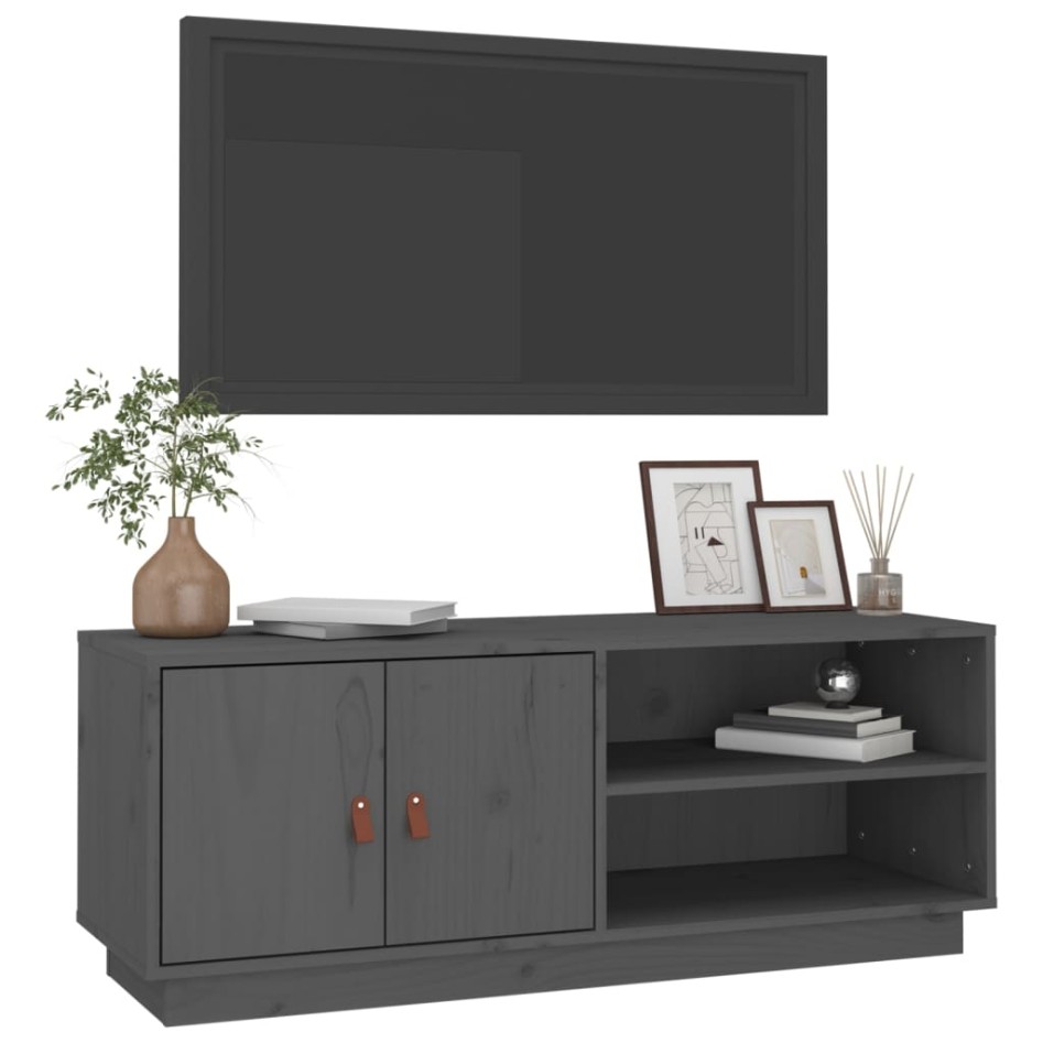 Mueble de TV de madera maciza de pino gris 105x34x40