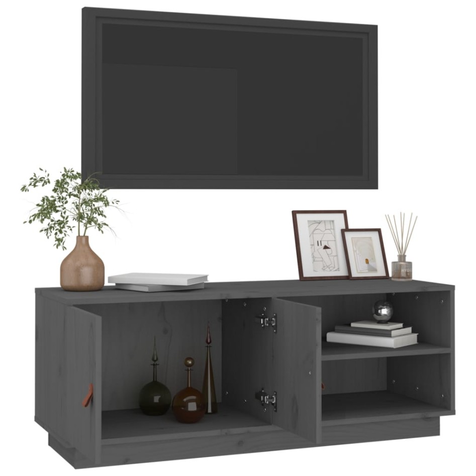 Mueble de TV de madera maciza de pino gris 105x34x40