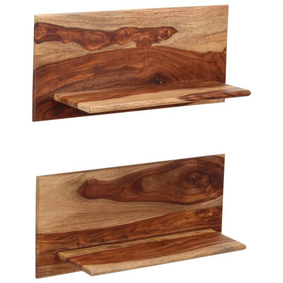 Estantes de pared 2 uds madera maciza de sheesham 58x26x20