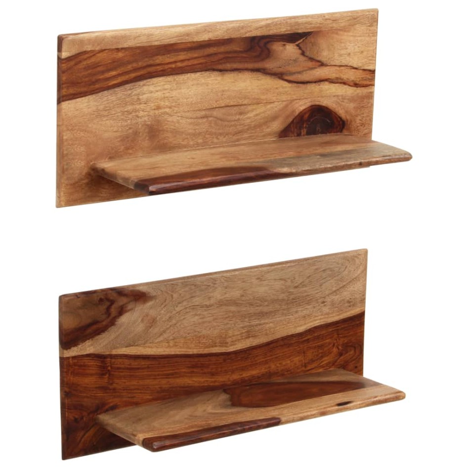 Estantes de pared 2 uds madera maciza de sheesham 58x26x20