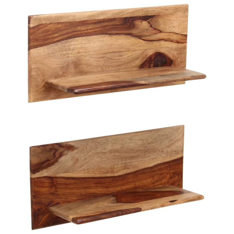 Estantes de pared 2 uds madera maciza de sheesham 58x26x20