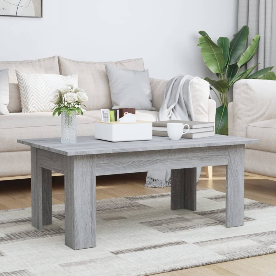 Mesa de centro de madera contrachapada gris Sonoma 100x60x42