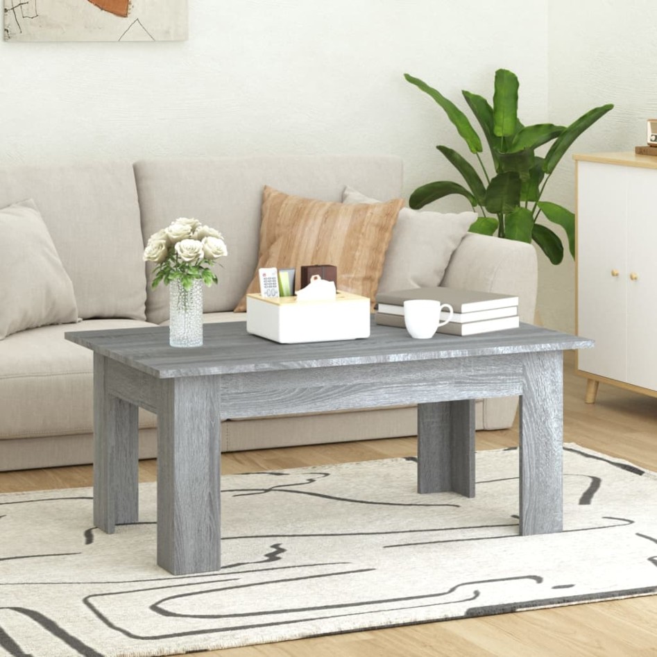 Mesa de centro de madera contrachapada gris Sonoma 100x60x42