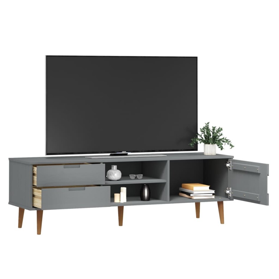 Mueble de TV MOLDE madera maciza de pino gris 158x40x49