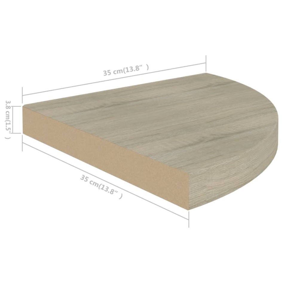 Estantes flotantes de esquina 4 uds MDF roble 35x35x3,8