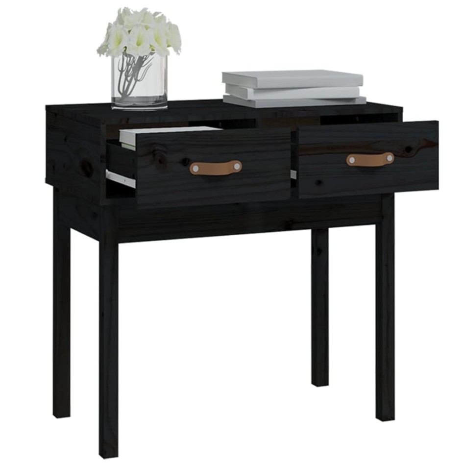 Mesa consola madera maciza de pino negro 76,5x40x75