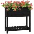 Jardinera con estante madera maciza pino negro 82,5x34,5x81