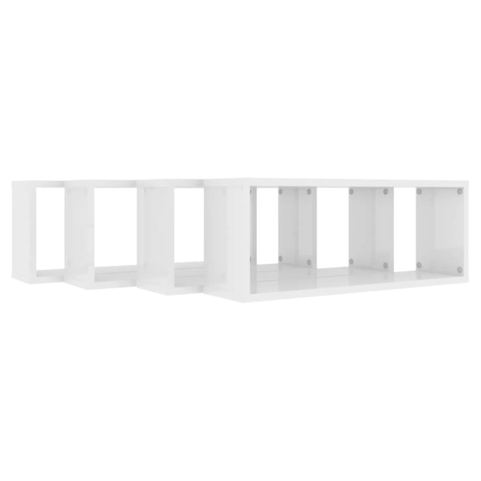 Estante cubo pared 4 uds contrachapado blanco brillo