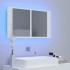 Armario espejo de baño con luz LED acrílico blanco 80x12x45