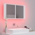 Armario espejo de baño con luz LED acrílico blanco 80x12x45