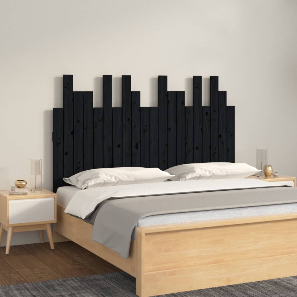 Cabecero de cama de pared madera maciza pino negro