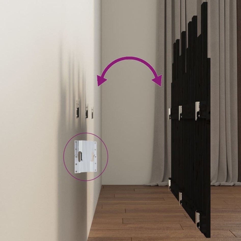 Cabecero de cama de pared madera maciza pino negro