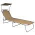 Tumbona plegable con toldo de aluminio gris