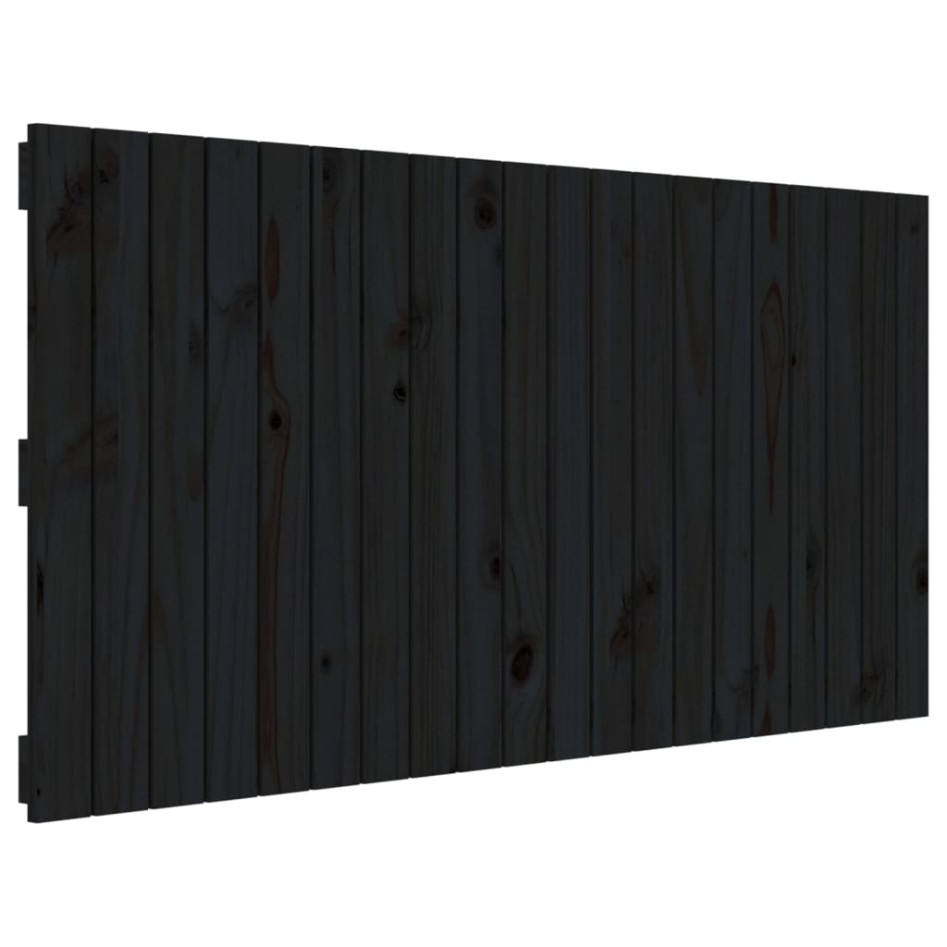 Cabecero de cama pared madera maciza pino negro 127,5x3x60
