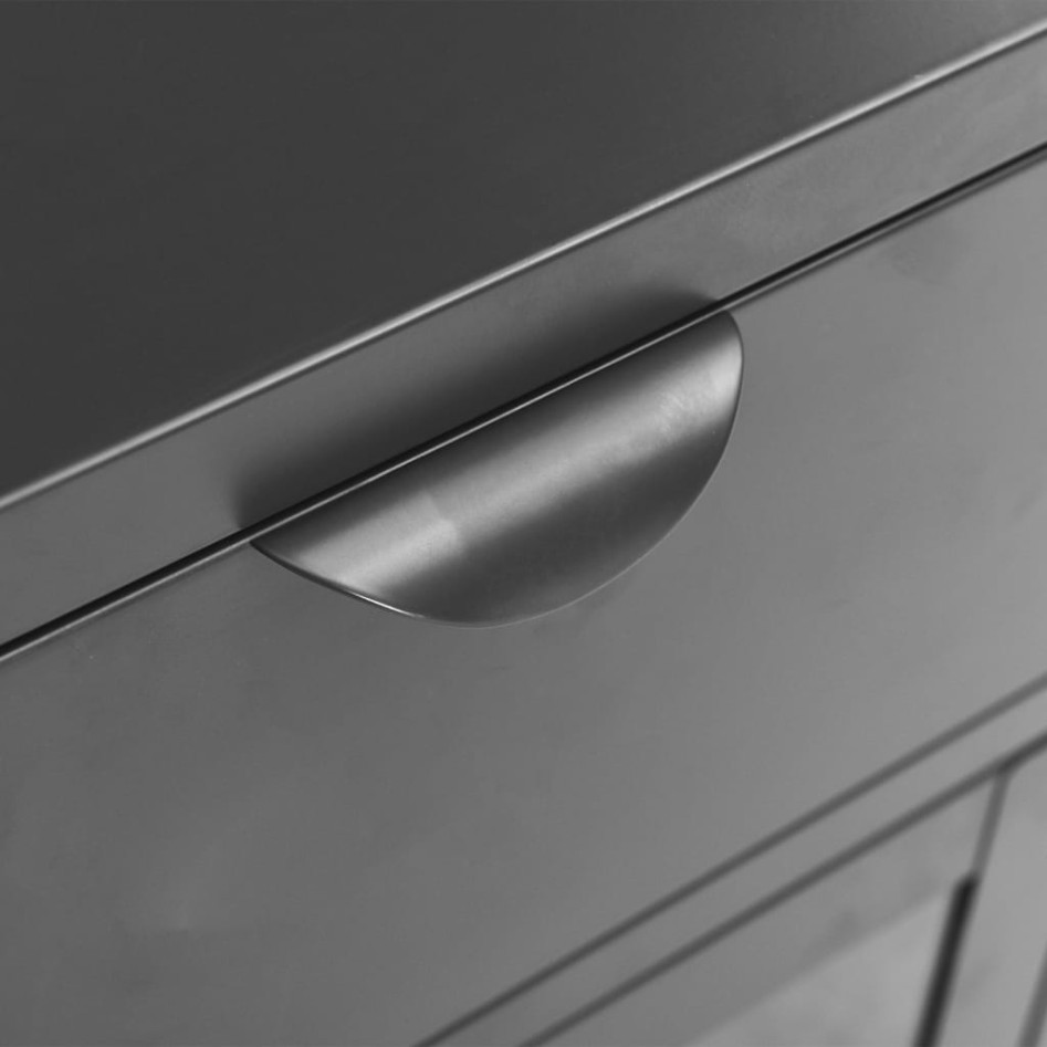 Mesita de noche gris antracita acero y vidrio 40x30x54,5