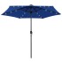 Sombrilla de jardín luces LED palo de aluminio azul 270