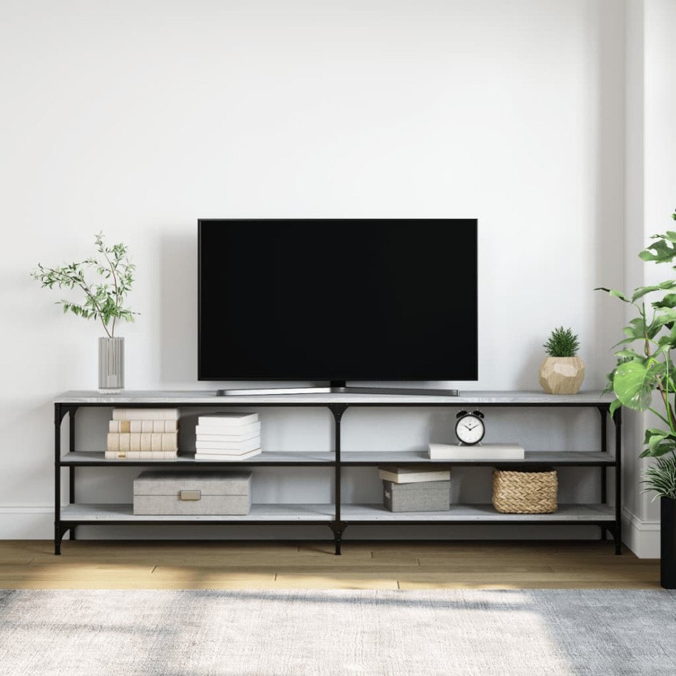 Mueble TV metal y madera contrachapada gris Sonoma 180x30x50