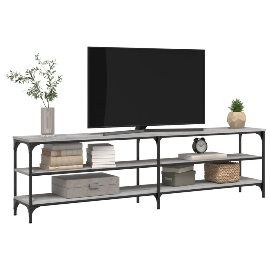 Mueble TV metal y madera contrachapada gris Sonoma 180x30x50