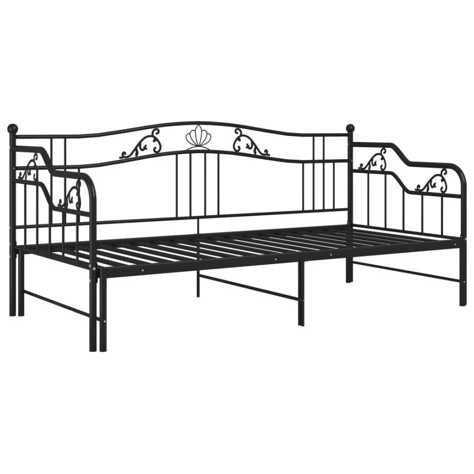Estructura de sofá cama extraíble de metal negro 90x200