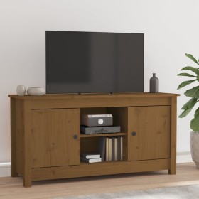 Mueble de TV madera maciza de pino marrón miel 103x36,5x52