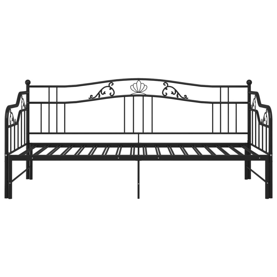 Estructura de sofá cama extraíble de metal negro 90x200