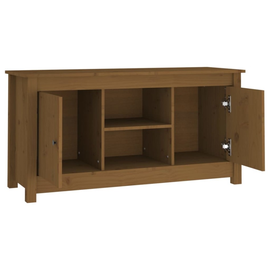 Mueble de TV madera maciza de pino marrón miel 103x36,5x52