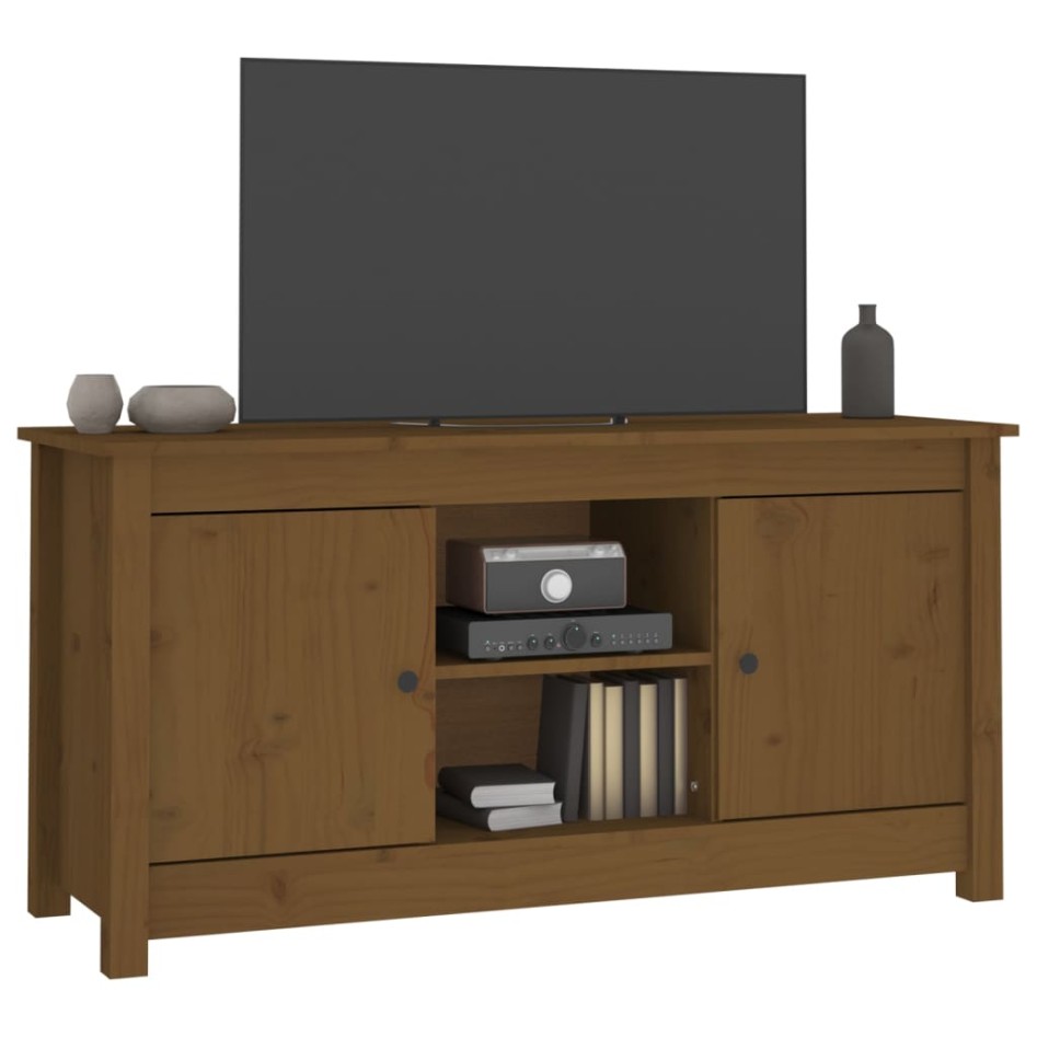 Mueble de TV madera maciza de pino marrón miel 103x36,5x52