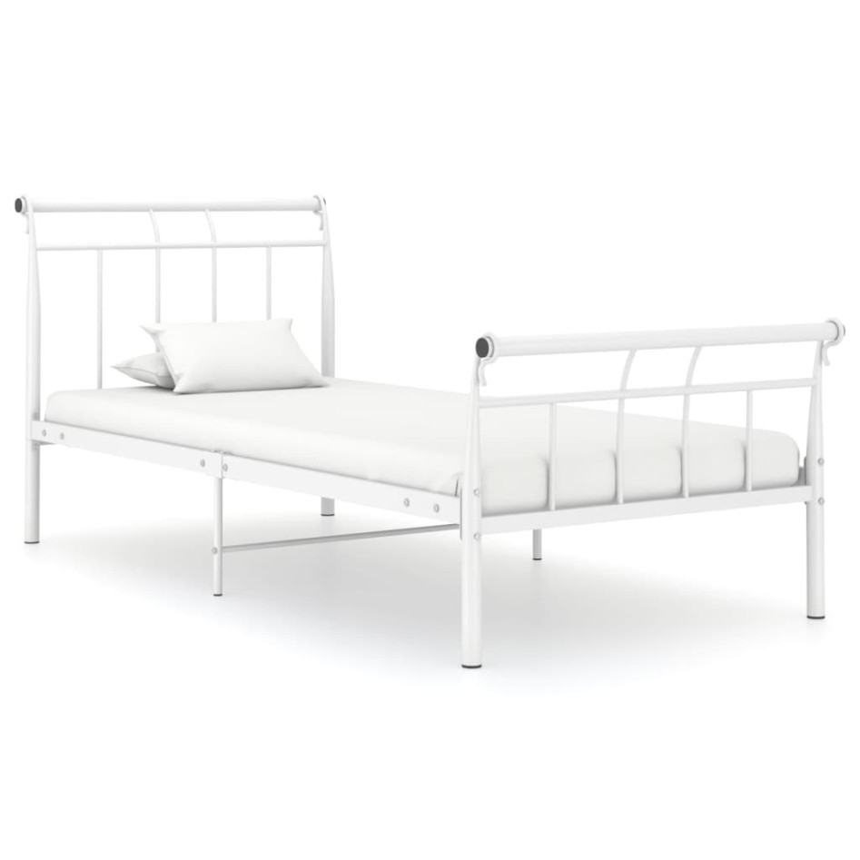 Estructura de cama sin colchón metal blanco 100x200