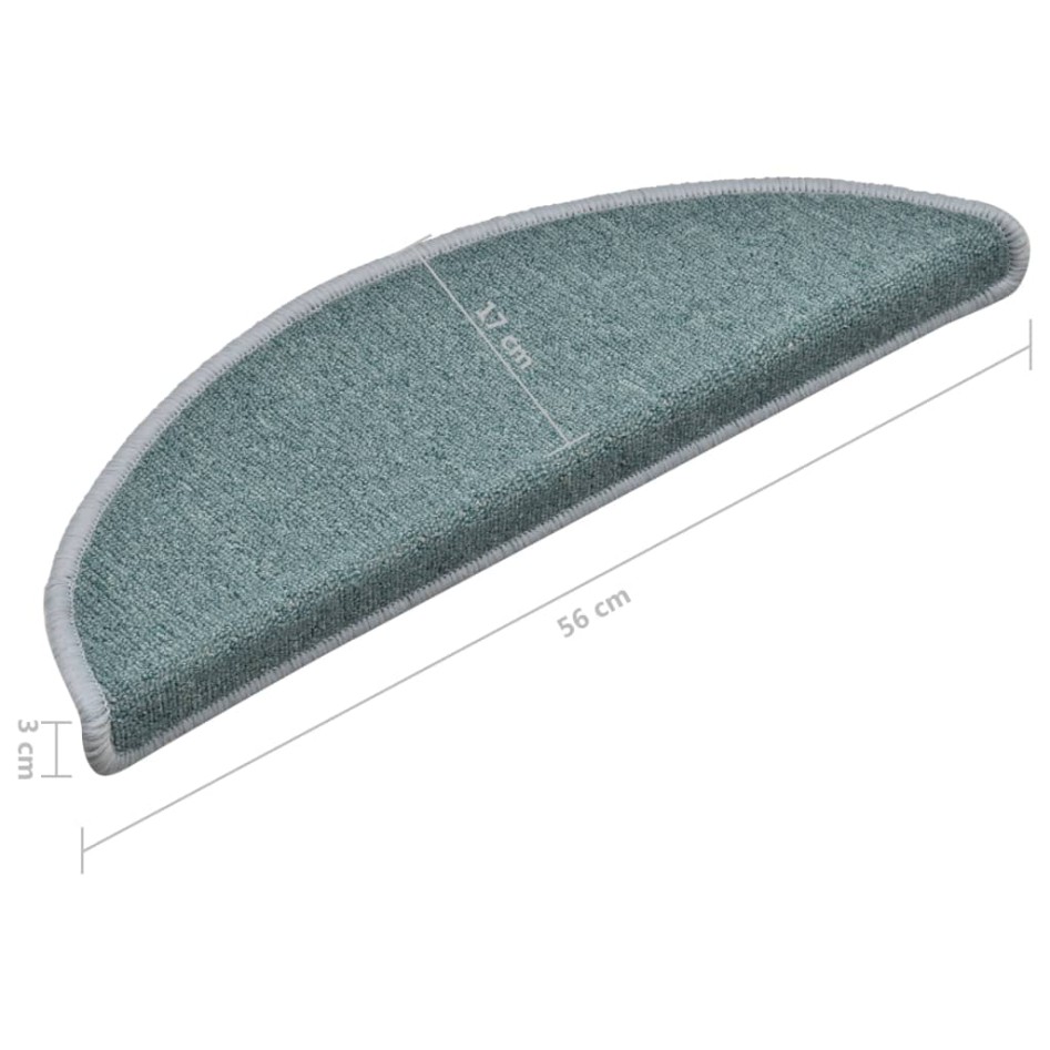 Alfombras de peldaños de escalera 15 uds azul 56x17x3